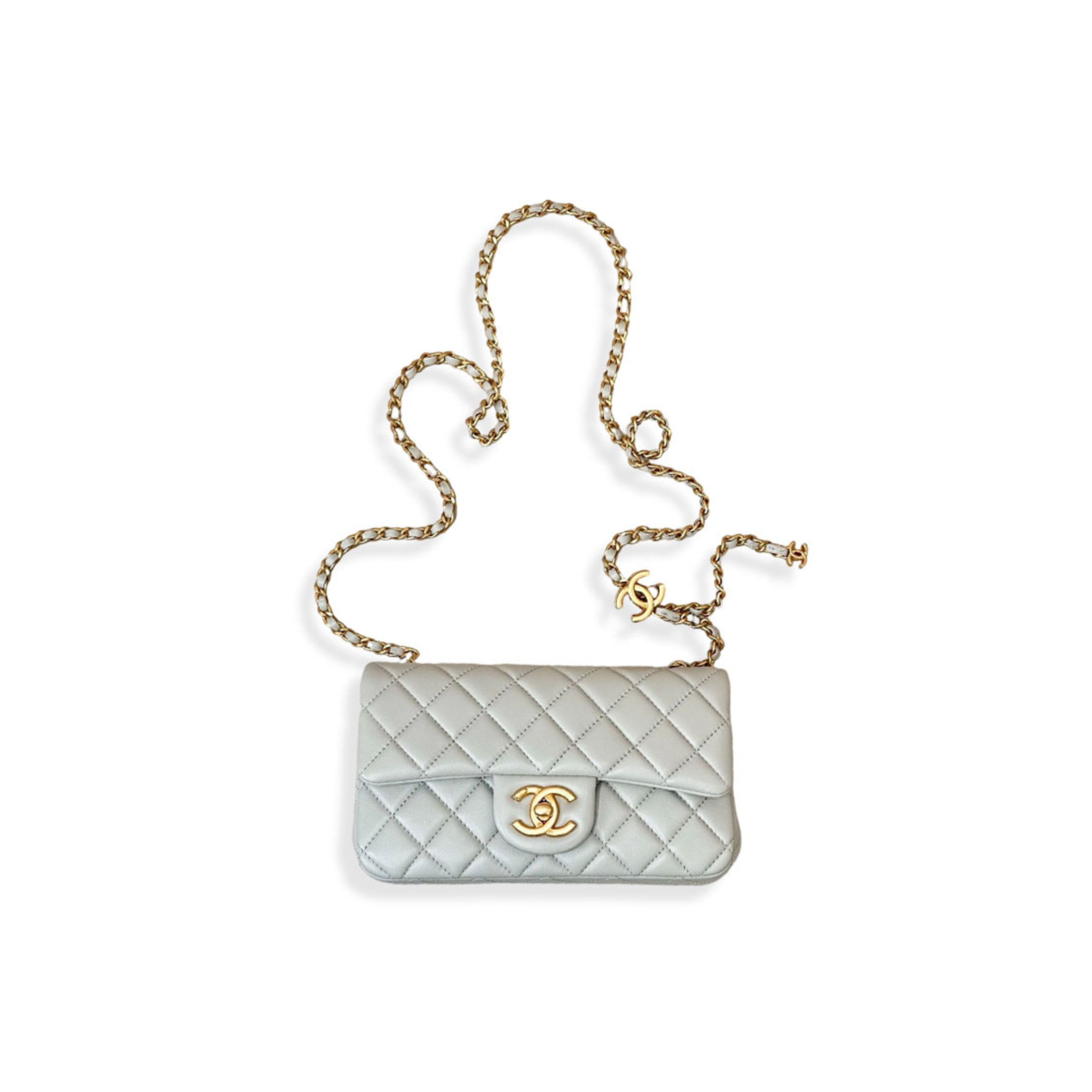 CHANEL MASTER MINI FLAP BAG SHINY LAMBSKIN & GOLD-TONE METAL AS5759 (20*13*7cm)